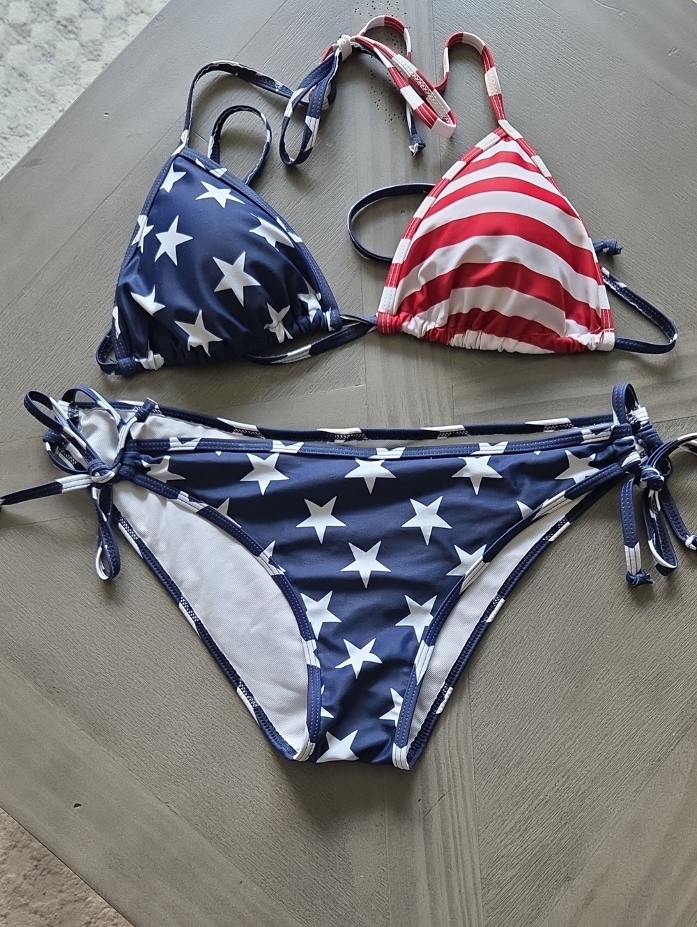 Patriotic Srunchie Butt Womens Bikini - Red, White & Blue, Sz M